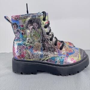 Steve Madden Boots Girls Size 4‎ Multicolor Jrockk Combat Lace Up Platform
